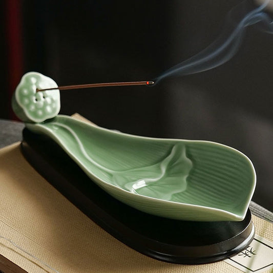 Chinese Lotus Base Ceramic Incense Holder