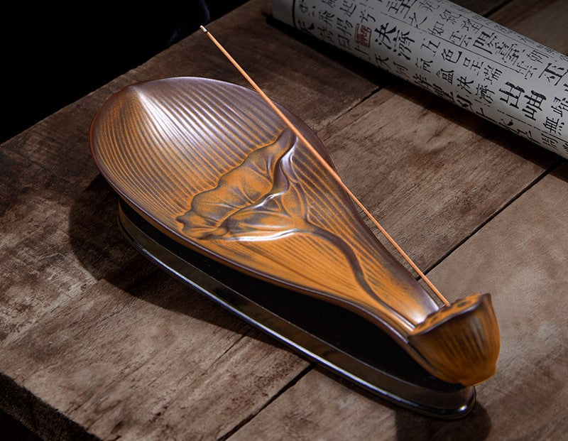 Chinese Lotus Base Ceramic Incense Holder
