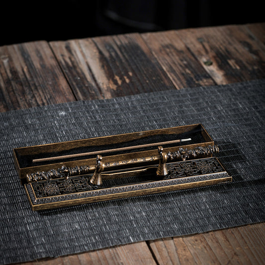 Chinese Traditional Golden Cudgel Crane Style Metal Incense Box