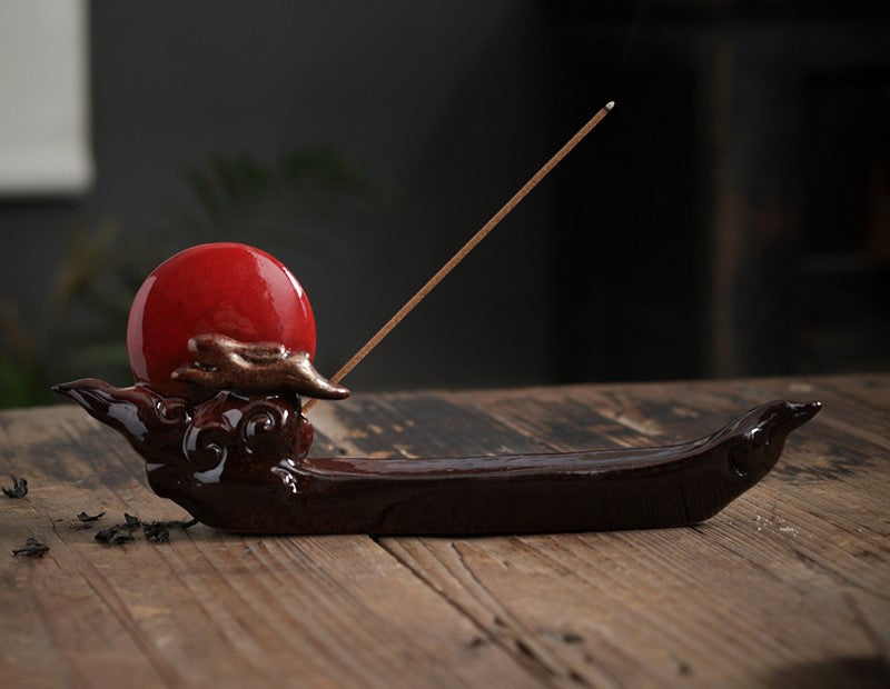 Traditional Chinese "Jade Rabbit of the Moon" Style Ceramic Incense Holder