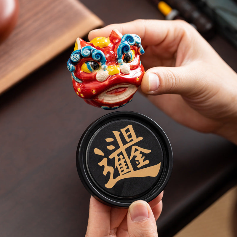 Chinese Traditional Lion Dance Style Ceramic Incense Holder