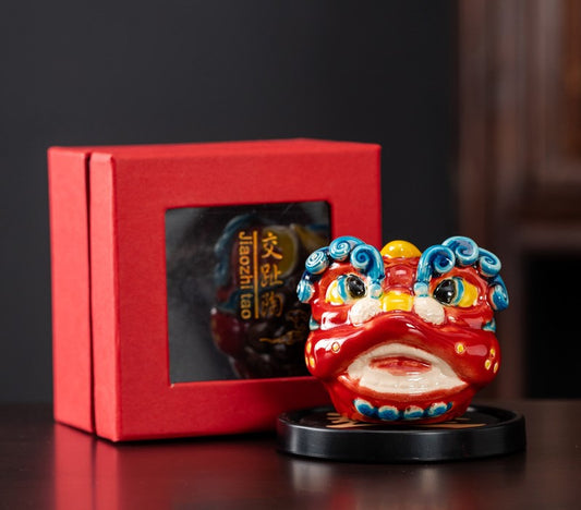 Chinese Traditional Lion Dance Style Ceramic Incense Holder