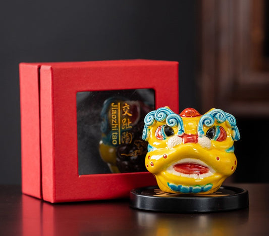 Chinese Traditional Lion Dance Style Ceramic Incense Holder