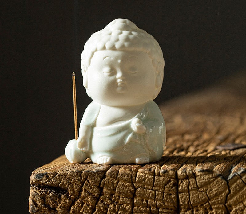 Chinese Zen Small Buddha Style Ceramic Incense Holder