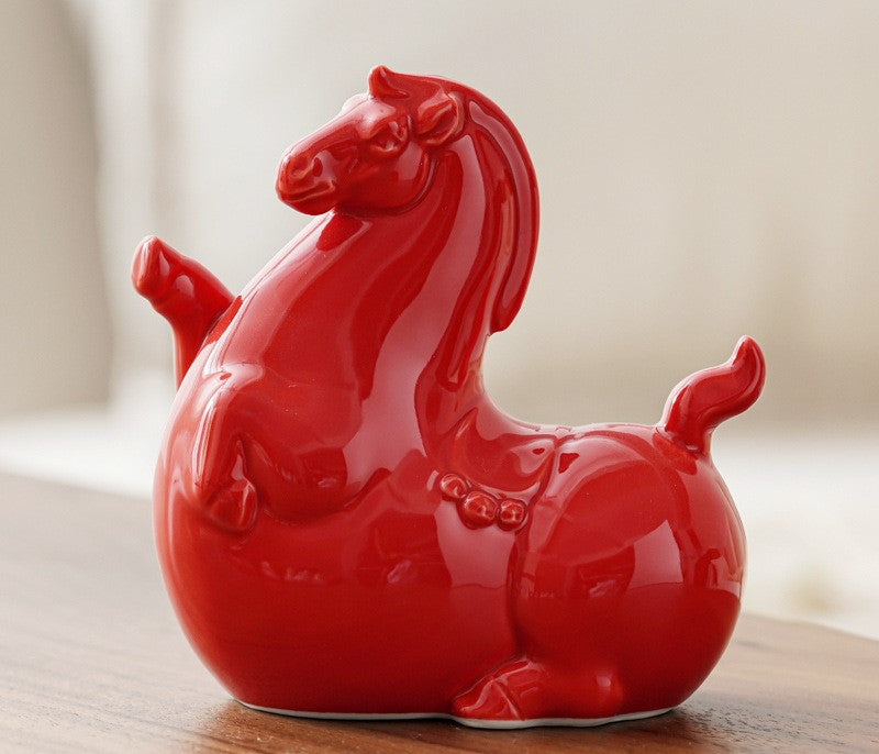 Prancing Soaring Tang Horse Ceramic Ornament