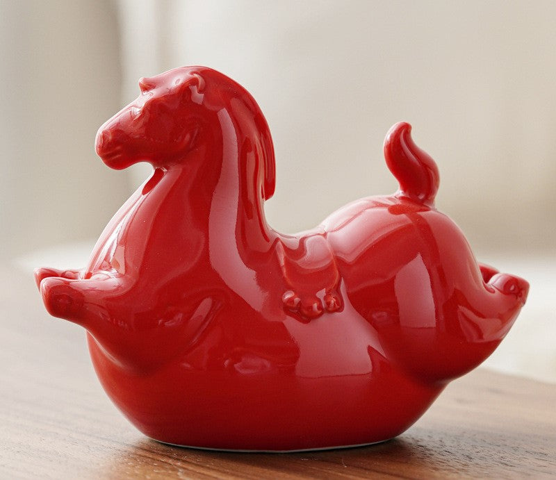 Prancing Soaring Tang Horse Ceramic Ornament