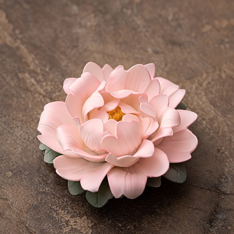 Handmade Ceramic Peony Flower Incense Holder