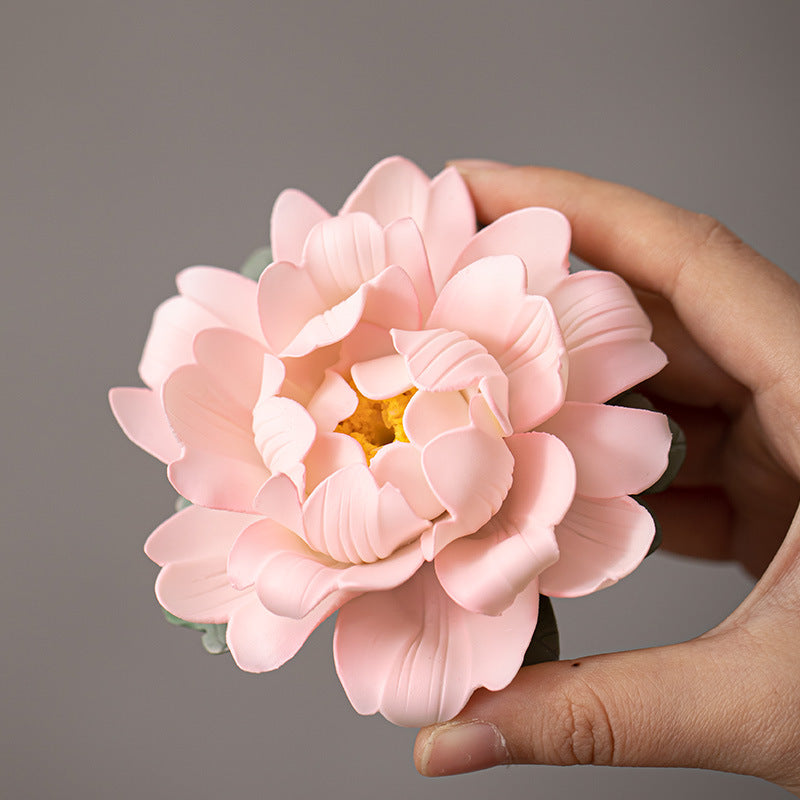 Handmade Ceramic Peony Flower Incense Holder