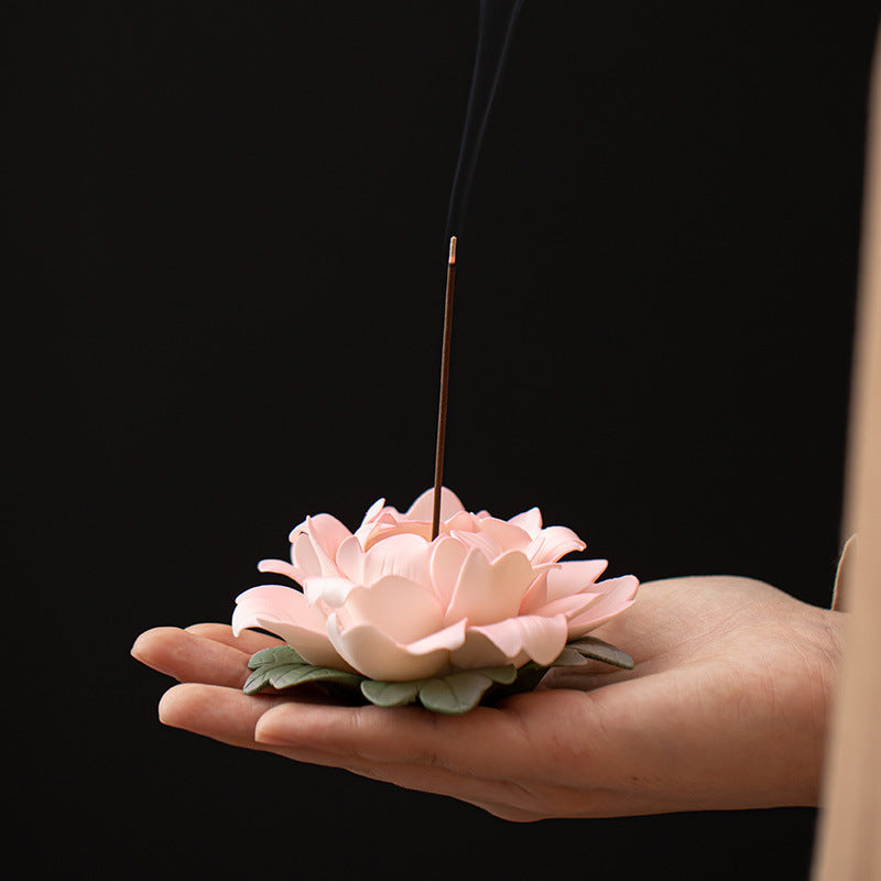 Handmade Ceramic Peony Flower Incense Holder