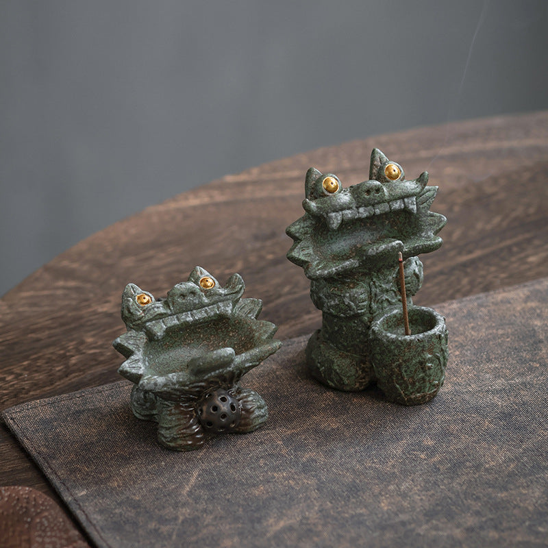 Traditional Chinese Tile Cat Style Ceramic Incense Holder