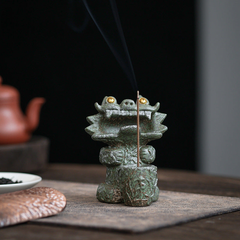 Traditional Chinese Tile Cat Style Ceramic Incense Holder