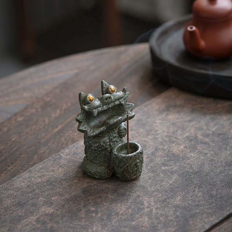 Traditional Chinese Tile Cat Style Ceramic Incense Holder