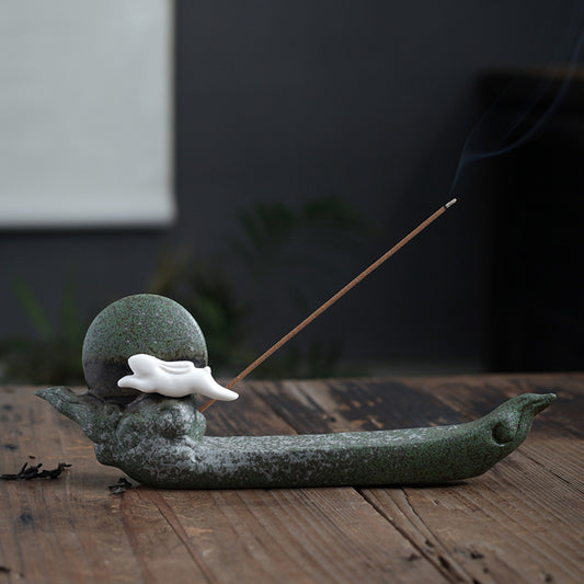 Traditional Chinese "Jade Rabbit of the Moon" Style Ceramic Incense Holder