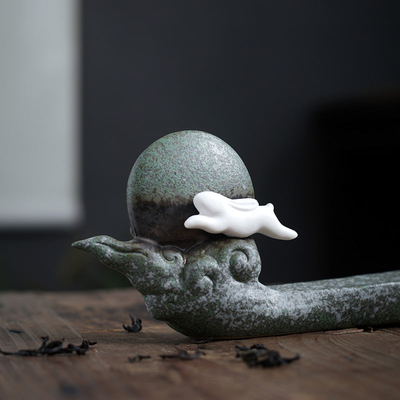 Traditional Chinese "Jade Rabbit of the Moon" Style Ceramic Incense Holder