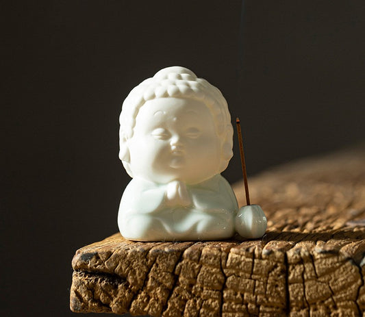 Chinese Zen Small Buddha Style Ceramic Incense Holder
