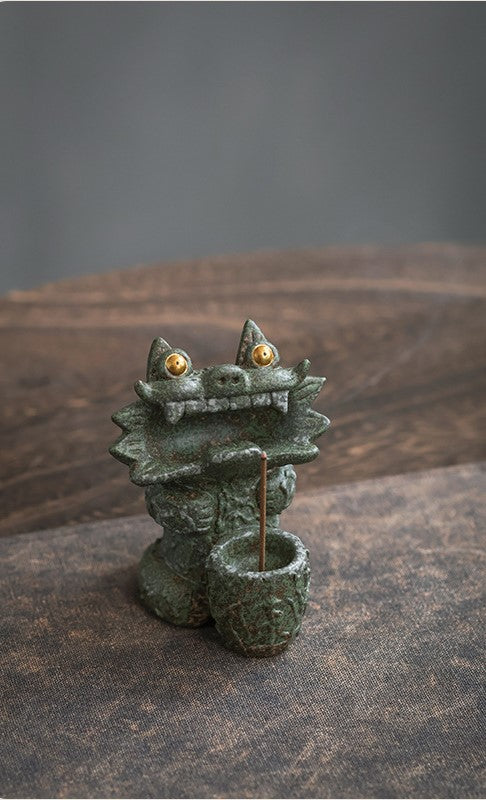 Traditional Chinese Tile Cat Style Ceramic Incense Holder
